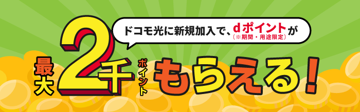 ドコモ光新規ご加入で2,000ptプレゼント！