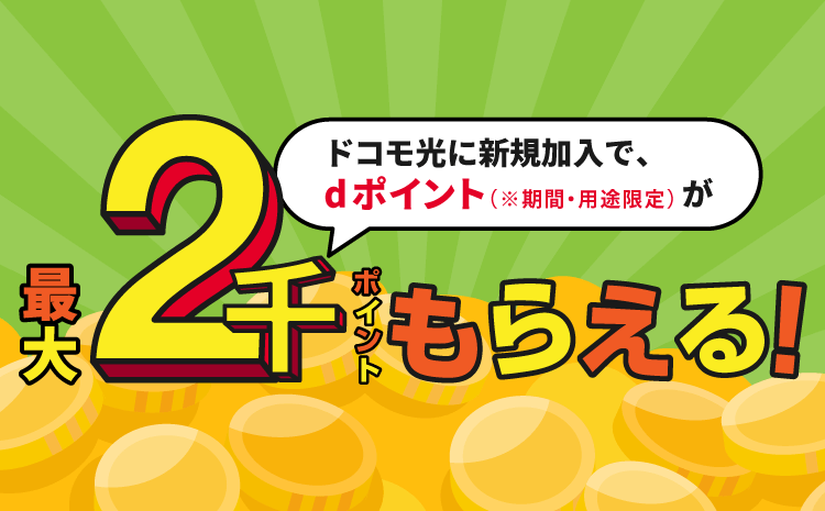 ドコモ光新規ご加入で2,000ptプレゼント！